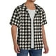 thumbnail image 2 of Fotbe Black and white houndstooth Camisa Estampada de Manga Corta para Hombre, Casual de Verano, Estilo Playero, Sin Arrugas-Large, 2 of 5