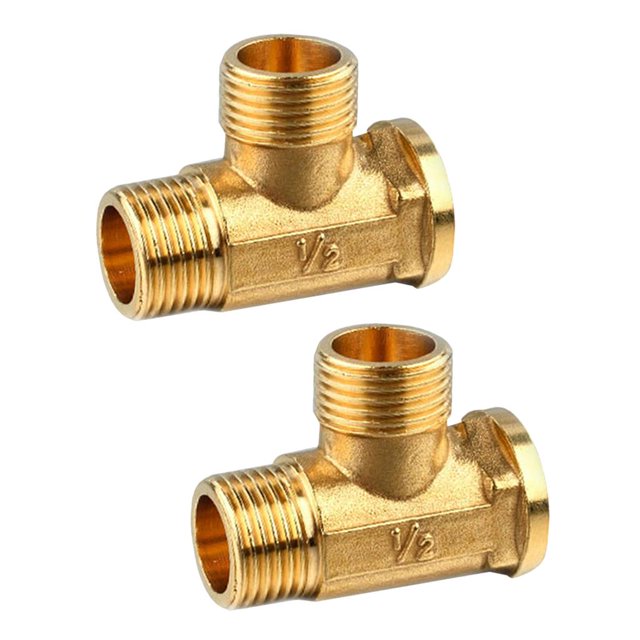 Conector De Tubería De Montaje En T De Latón Anti-explosión De 2 Piezas 1/2 " - 3 Vías