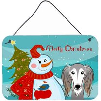 Carolines Treasures Snowman with Saluki Wall or Door Hanging Prints 8x12 multicolor