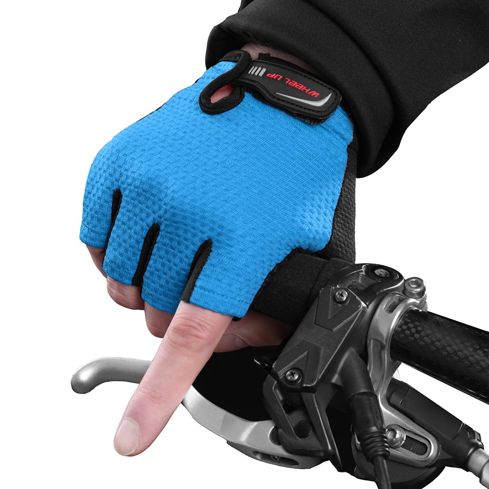 Cycling Bicycle Bike Motorcycle Leather Antiskid Half Finger Fingerless Gloves L