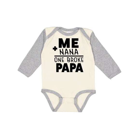Inktastic Me Plus Nana Equals One Broke Papa Boys or Girls Long Sleeve Baby Bodysuit
