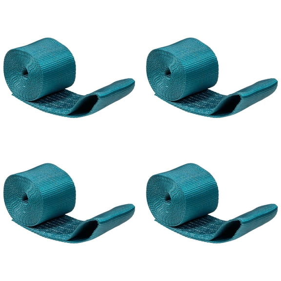 4 Pack Winch Straps 4" x 13' Blue Heavy Duty Tie Down w/Sewn Loop WLL# 6,670 lbs | 4 Inch Cargo Control for Flatbed Truck Utility Trailer