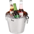 thumbnail image 1 of Cubo de hielo de acero inoxidable de 5 cuartos de galón con abridor de botellas y asas, enfriador de cerveza de vino de tina de bebida de metal para enfriador de bebidas, picnic, fiesta, bar, hog, 1 of 5