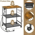 thumbnail image 3 of Carrito de Cocina ThreeHio 60x40x76 cm 3 Niveles con Toma de Corriente, 3 of 7