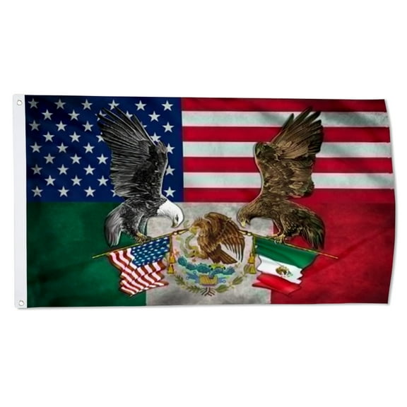 2but Mexican American Friendship US Mexico Grommet Patriotic Eagle Proud Flags Polyester 3x5 FT Indoor Outdoor Banner