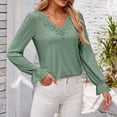 thumbnail image 6 of Women's Solid Color V Neck Casual Loose Fashion Long Sleeve T Shirt Swim Shorts Women Women Tees And Tops Women T Shirts Summer Long Sleeve Tee Fit Mom Casual Short Sleeve Tops Women Womens Long, 6 of 8