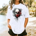 thumbnail image 5 of Inverlee Women's Short Sleeve Plus Size Tshirts Fashion Floral Print Crewneck Tee Tops Summer Casual Graphic Tunics, 5 of 5