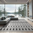 thumbnail image 2 of ODIKA 6'x9' Black White Geometric Banded Washable Area Rug Multi-Row Striped Motif with Concentric Circles for Dining Room, Under Table, Office Décor, Non-Slip Chair-Friendly, 2 of 7
