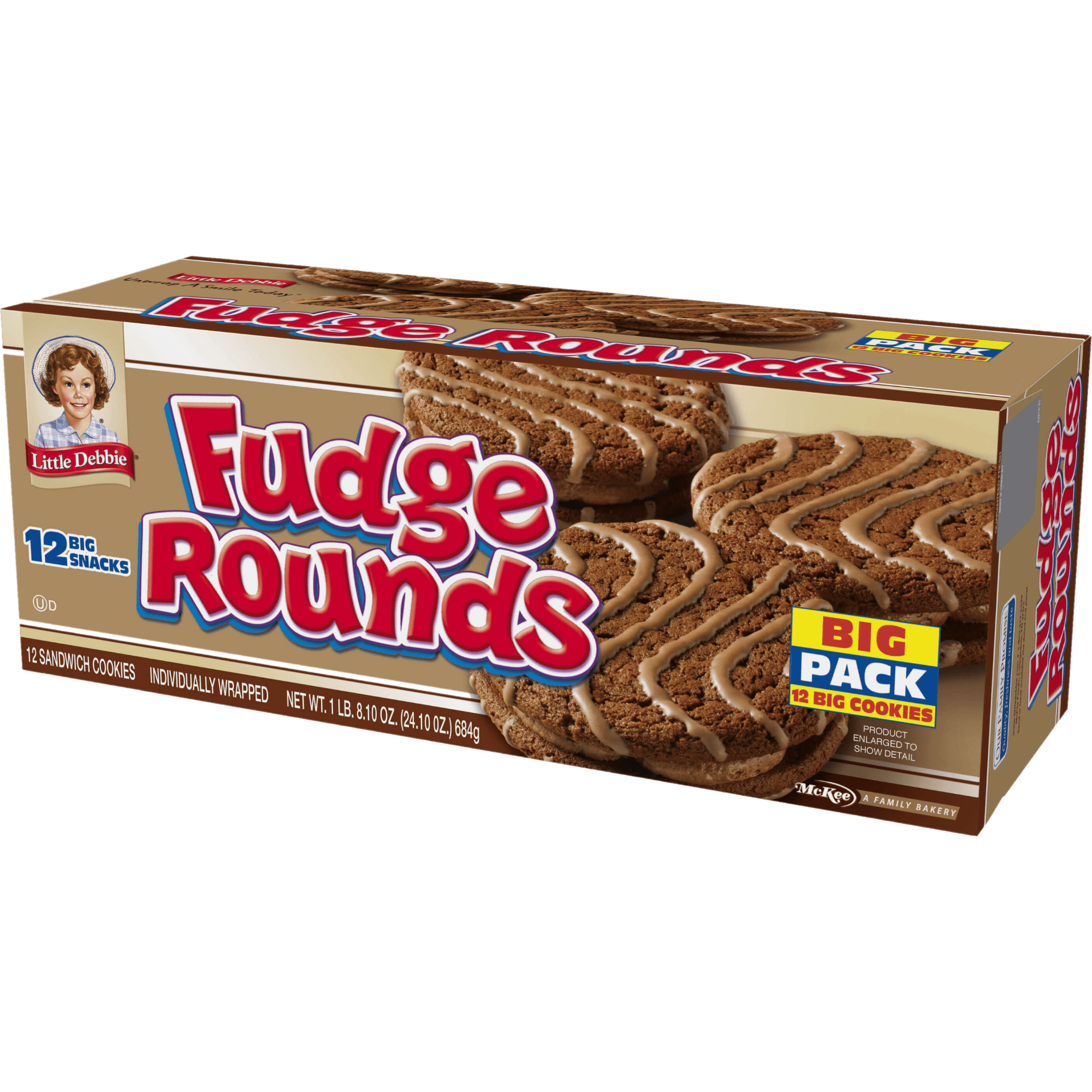 Little Debbie Fudge Rounds, 3 Big Pack Boxes of Chocolate Sandwich Cookies
