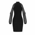 thumbnail image 5 of Tponi Winter Dresses For Women 2024 Bodycon Regular Crew Neck Tab Long Sleeve Black Clearance Dresses XL, 5 of 5