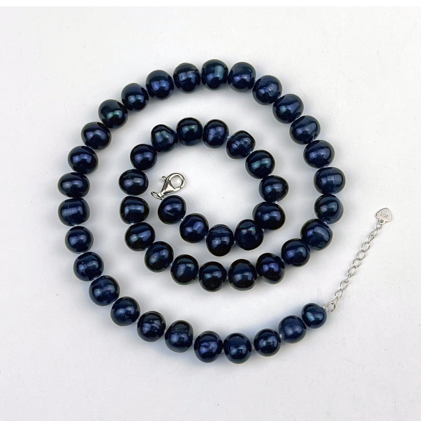 Yami Cultured Tahitian Black Pearl Nacklace and Earrings Set - 8.5-8.9mm Necklace and 7.5-7.9mm Earrings in 925 Sterling Silver Valentine's Day Jewerly Gifts for women