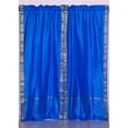 thumbnail image 4 of Lined Rod Pocket Sari Curtain 80"W x 120"L matching tiebacks- Handcrafted Blue Indian Drapes with Lining, Offering Privacy and Insulation for Living Room/Bedroom/Dining Room, Sold in Pairs, 4 of 6