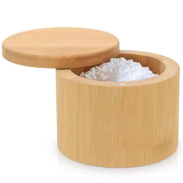 Salt Cellar Karmiero - Recipiente para sal de bambú con tapa (180 ml)