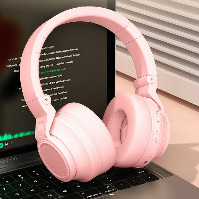 Wireless Over Ear Headphones, Foldable Wireless and Wired Stereo Headset, Deep Bass, Built-in Microphone, for Travel, Home Office (Pink) Wireless Over Ear Headphones, Foldable Wireless and Wired Stereo Headset, Deep Bass, Built-in Microphone, for Travel, Home Office (Pink)