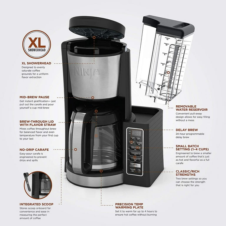 Restored Ninja 12Cup Programmable Coffee Maker with Classic and