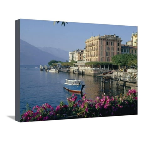Lakeside Architecture, Bellagio, Lake Como, Lombardia, Italy Stretched Canvas Print Wall Art By Christina
