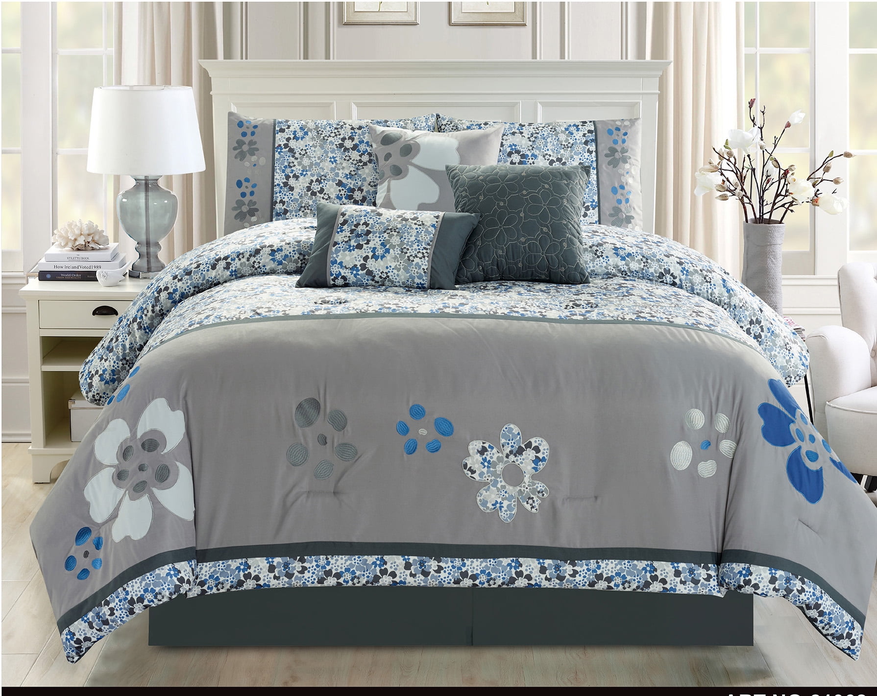 Daisy Embroidered 7 Piece Comforter Set