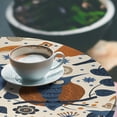 thumbnail image 3 of Ambesonne Nature Fitted Round Tablecloth, Bohemian Owls Crescent Moon, 40"- 44" Diameter, Cinnamon Sea Blue and Ivory, 3 of 5