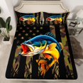 thumbnail image 2 of Homewish Pike Fish Twin Sheet Sets,Rustic Camouflage Print Twin Fitted Sheet,Country Farmhouse Lodge Flat Sheet For Boys Teens,Luxury Bedroom Decor,3pcs, 2 of 7