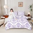 thumbnail image 4 of Homewish Dreamy Purple Damask Bedding Comforter Set, Tribal Bohemian Floral Twin Comforter Sets, Teens Girls Adult Women Reversible Bedding Set, Microfiber Bedroom Decor, 2 Pieces, 4 of 8
