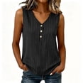 thumbnail image 2 of Hfnxid Womens Tank Top Striped Sleeveless Satin Tops Button Up V Neck Shirt Fashion Slim Work Business Shirts Black L, 2 of 7