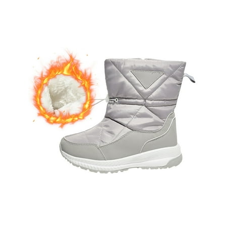 

SIMANLAN Womens Snow Boots Plush Lined Warm Shoes Mid Calf Winter Boot Women Non-Slip Booties Ladies Comfort Gray B 6.5