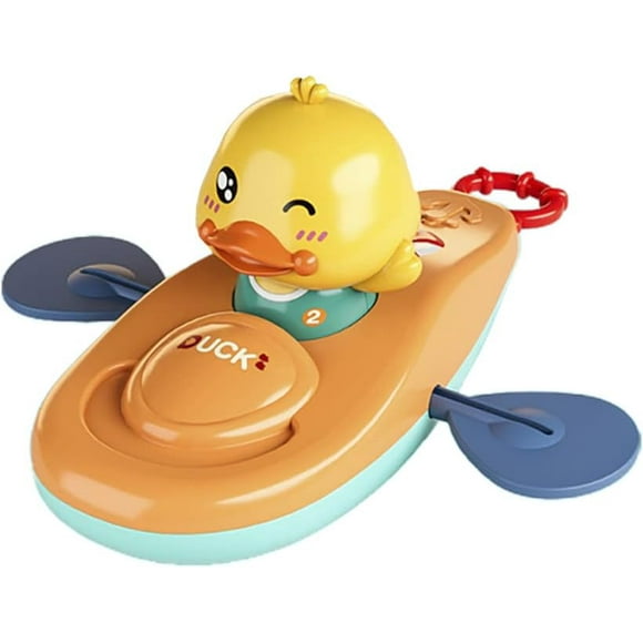 Pull and Go Kayak Duck Bath Toy, Pull String Kayaking Duck Bathtub Toy Duck Tub