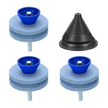 Uxcell 3pcs Lawn Mower Blade Sharpeners Double Layer with Blade Balancer Blue
