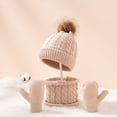 thumbnail image 3 of 0-36 Month Children Woolen Hat Twisting Pattern Skin-friendly Simple Warm Knitted Hat Circle Scarf Gloves Suit for Going Out, 3 of 10