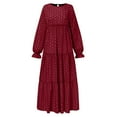 thumbnail image 4 of Women Bohemian Polka Dot Print Dress Long Sleeves Prayer Clothes Nigerian Dresses for Women English Turkish Women Dress Hijab Dress for Women Neck Cover Hijab for Women Gowns Dresses Party Wear, 4 of 5