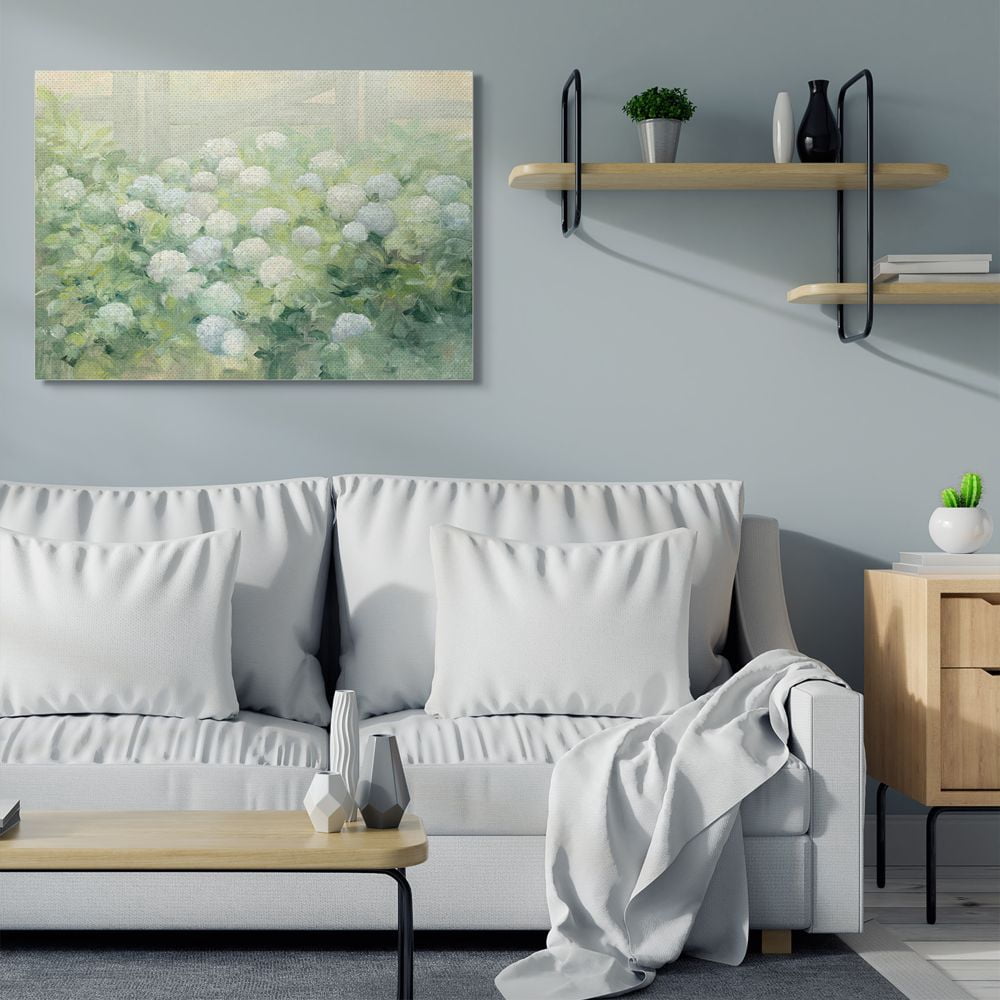 Stupell Industries Floral Blue White Hydrangea Garden Farmhouse Painting Canvas Wall Art Design by Julia Purinton, 36" x 48"