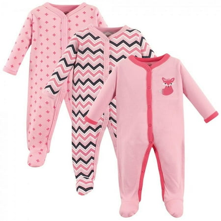 UPC: 0660168335446 | Luvable Friends Baby Girl Cotton Snap Sleep and Play 3pk  Foxy  0-3 Months