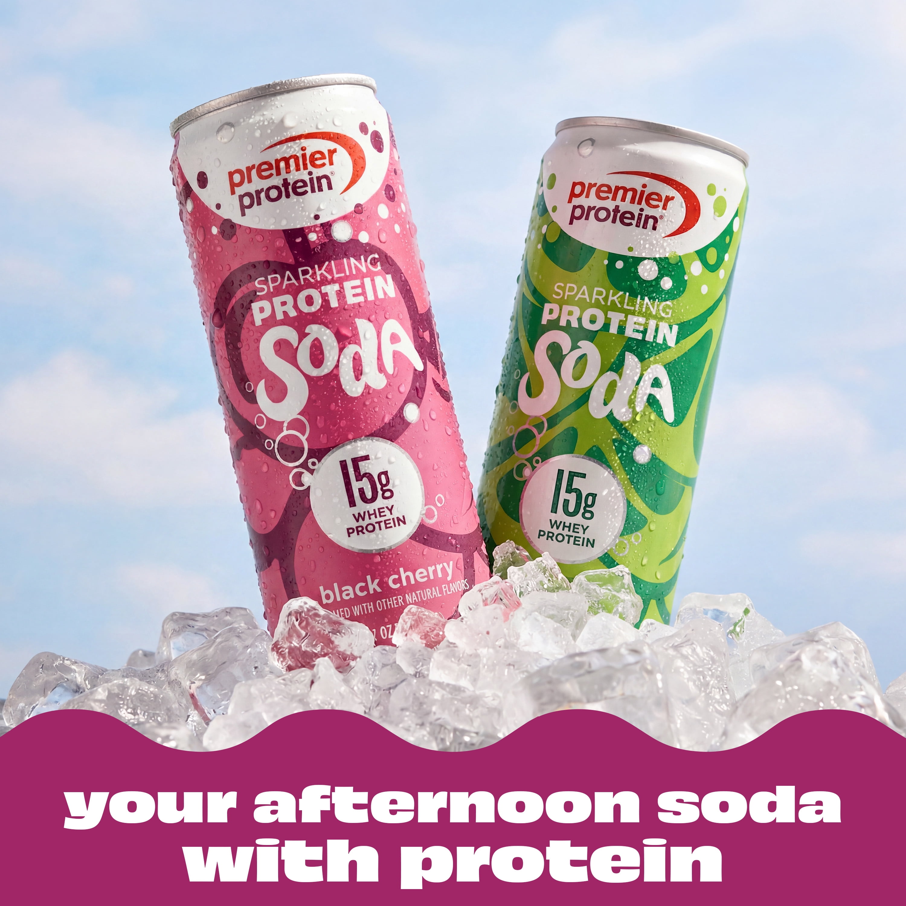 Premier Protein, Sparkling Protein Soda, 15g Protein, Black Cherry, 12 Fl Oz, 4 Ct