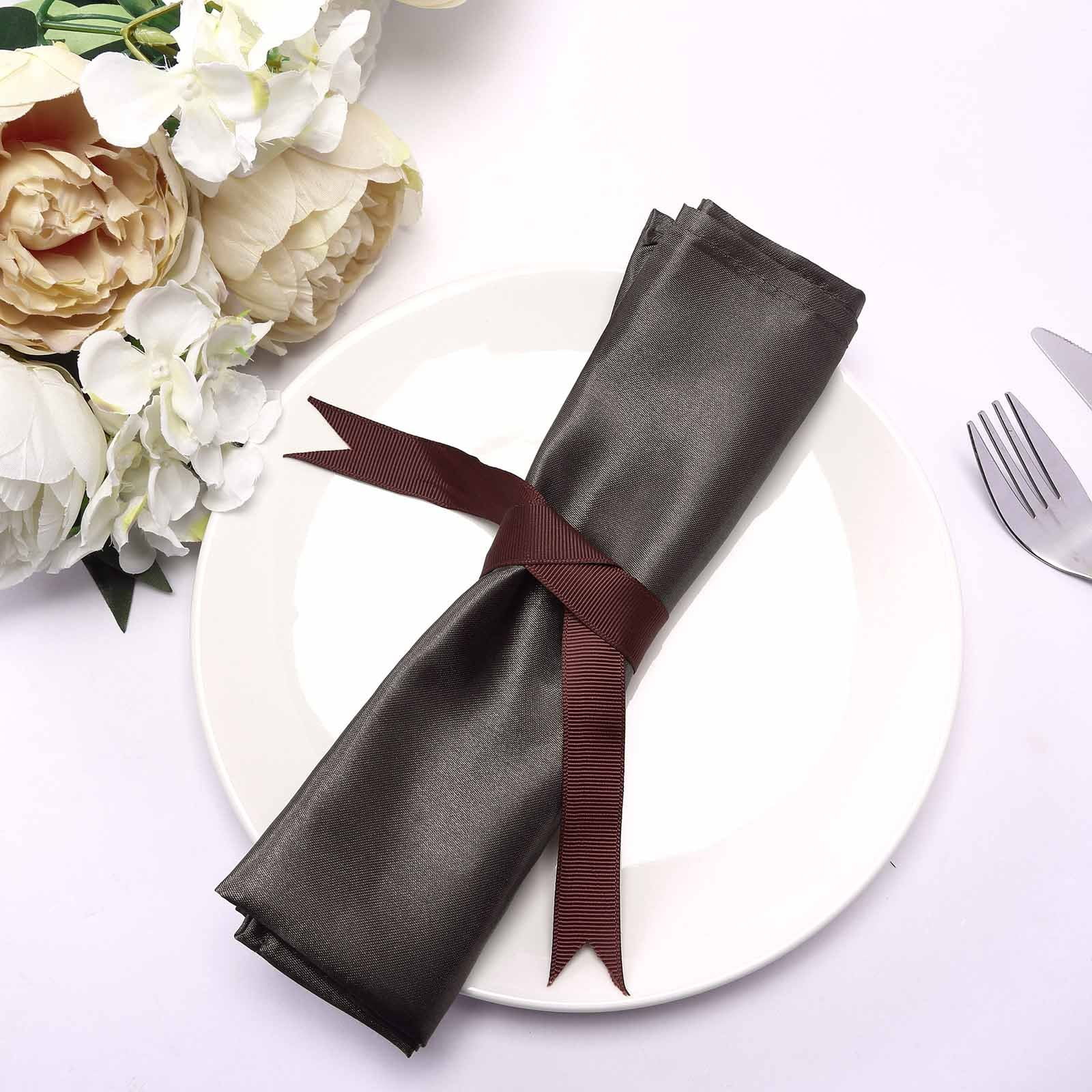 Efavormart 20"x20" Charcoal Grey Wholesale SATIN Linen Napkins For Wedding Birthday Restaurant