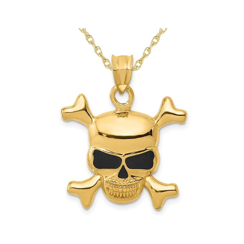 Gold skull and crossbones pendant deals