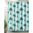 thumbnail image 2 of Shower Curtain Palm Trees Bathroom Curtains with Hooks, Waterproof Fabric Tropical Plant Turquoise Stripes Bath Shower Curtains Set for Bathroom Bathtubs Decor 36x72 Inch, 2 of 8