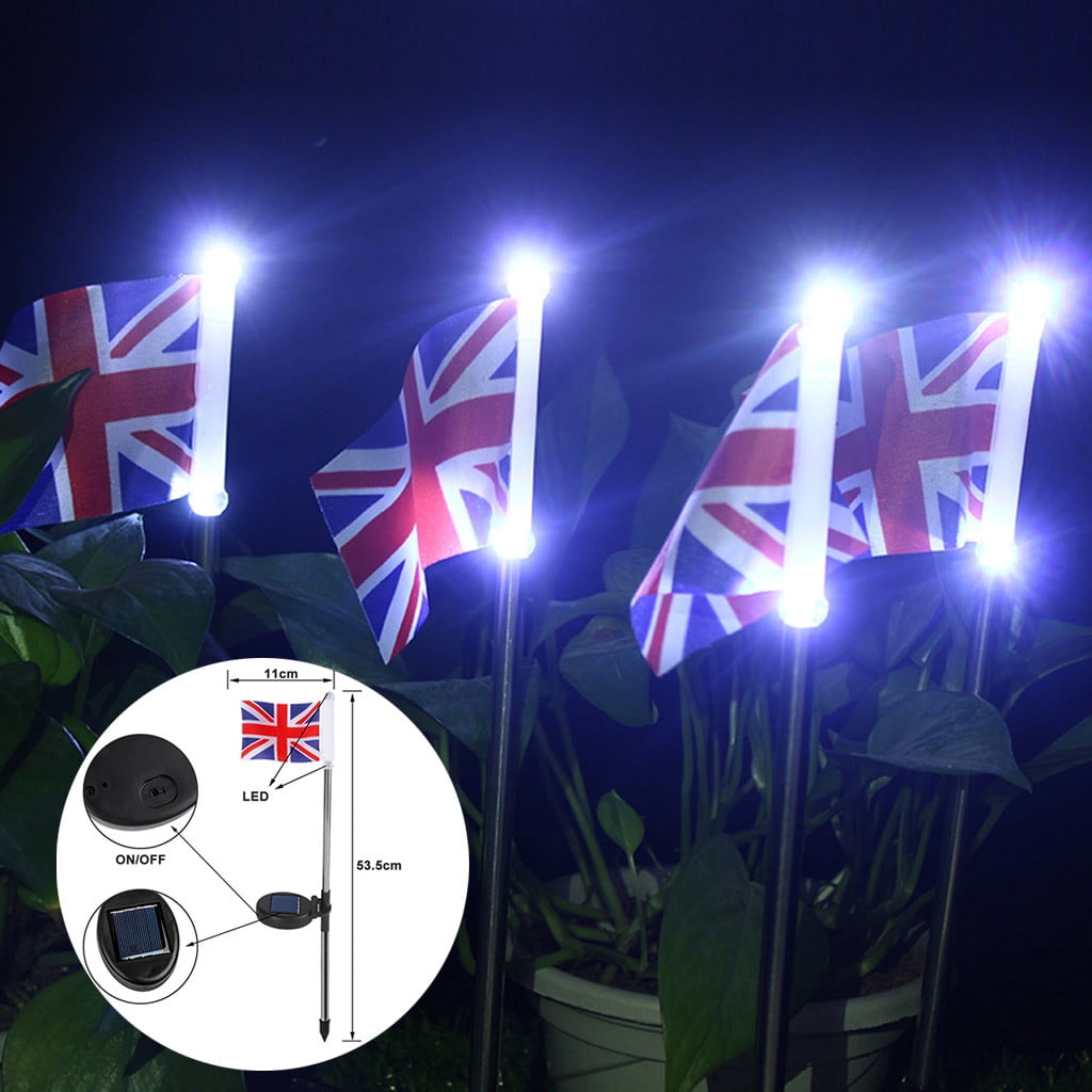 2PC Solar Light Power British Flag LED Outdoor Garden Path Landscape