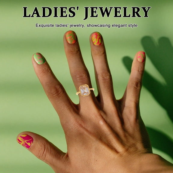 HEATSHAKING Golden Bridal Engagement Ring with Unique Cut Design and Brilliant Gems Inlay