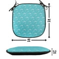 thumbnail image 4 of Teal Chair Seating Cushion Set of 6, Waves Pattern in Ocean Summertime Oriental Japanese Style Cartoon Illustration Art, Seat Pads for Office with Anti-slip Backing, 16"x16", Green, by Ambesonne, 4 of 7