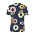 thumbnail image 3 of Rocae Sloth with Donuts for Breathable Men's Baseball T-Shirt Fashionable Casual Baseball Jersey, Moisture-wicking Sportswear Small, 3 of 9