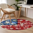 thumbnail image 4 of 4th of July Floral Round Area Rug 3.3Ft Washable Circle Rugs for Dining Room Table, Country Blue Red Poppy American Flag Non-Slip Carpet Floor Mats Indoor Outdoor Carpet Runner Aesthetic Home Decor, 4 of 8
