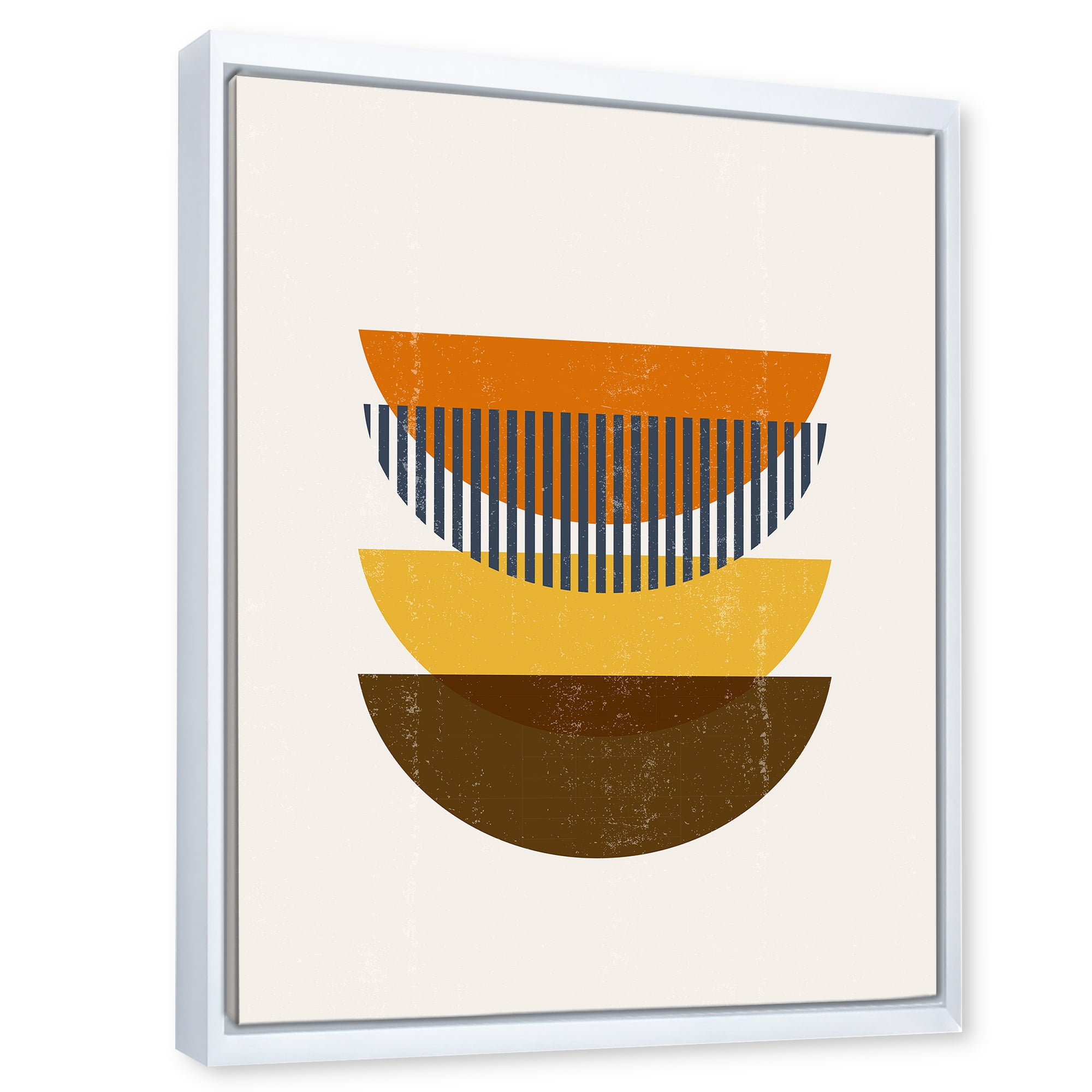 Designart 'Abstract Moon Geometric In Earth Tones' Modern Framed Canvas Wall Art Print