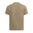 thumbnail image 3 of Mens Cotton Linen Summer Tops, Short Sleeve Shirts for Men Lightweight Casual Solid Color Button Up T-Shirts, 3 of 6