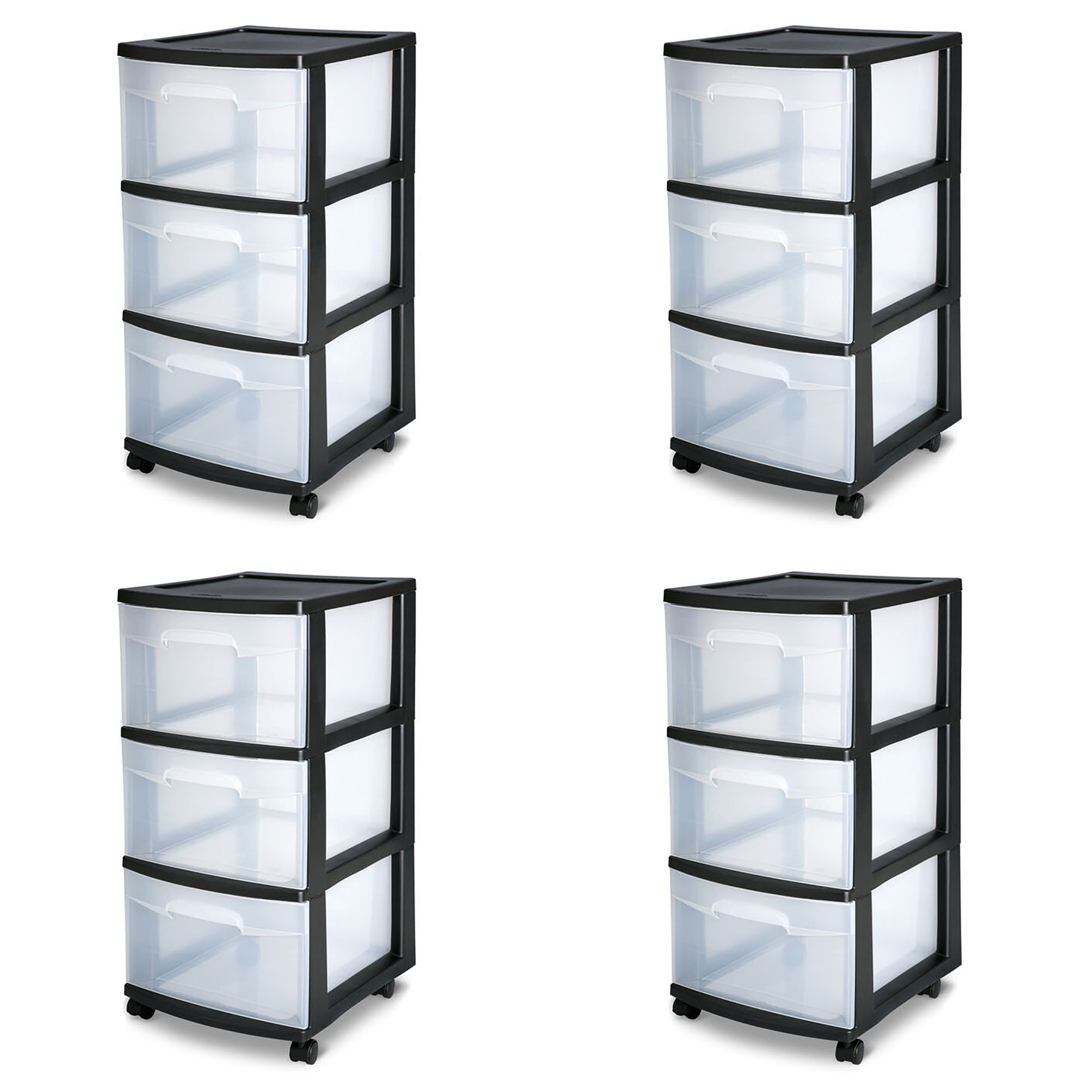 Sterilite 3 Drawer Rolling Caster Wheel Home Organizer Storage Cart (4