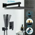 thumbnail image 3 of Black Shower Faucet Set Rainfall Shower Head Combo w/ Mixer Valve Kit Wall Mount, 3 of 9