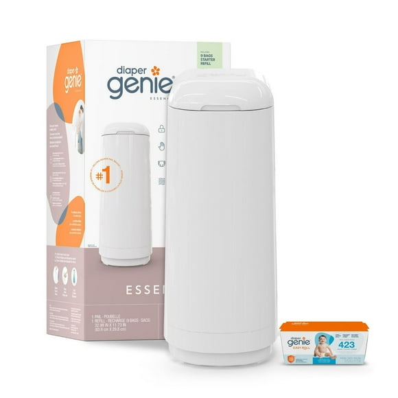 Poubelle à couches Diaper Genie Essence - Blanc - Pinces bloque-odeurs