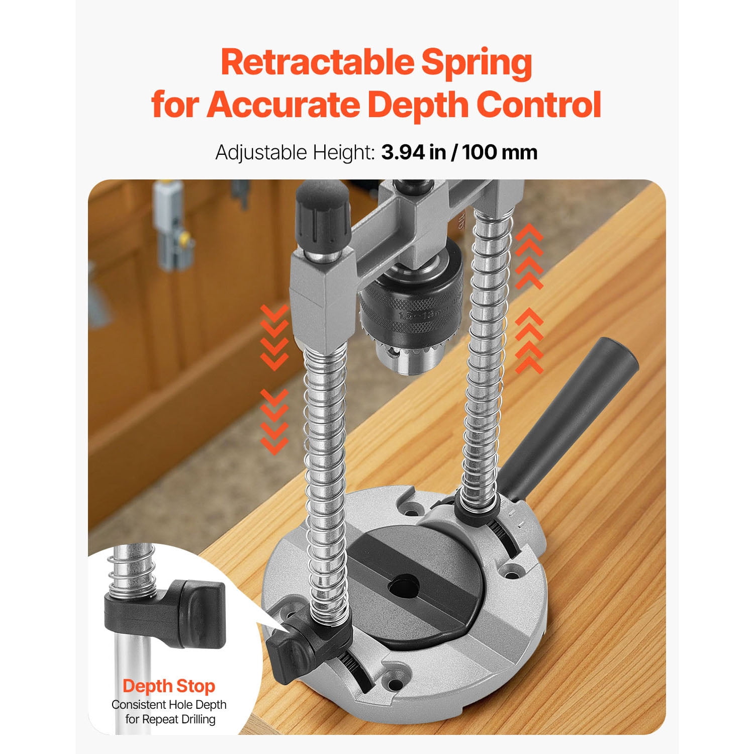 KFFKFF Portable Drill Guide, Multi-Angle Precision Drilling Jig Attachment, Aluminum Alloy, Large Handle, Mounting Holes