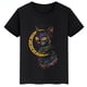 thumbnail image 3 of Ropa infantil con estampado de calavera de gato, camiseta de algodón de verano para niños y niñas, ropa infantil personalizada de manga corta negra, 3 of 5