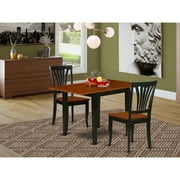HomeStock Suburban Soiree Modern Dining Table Set 3 Pc- 2 Chairs For Dining Room And A Delightful Dining Table - Cherry Finish Wooden Chair Seat - Black Finish Hardwood Structure.