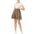 thumbnail image 6 of Allegra K Women's Tartan Plaid Button Decor Skater Mini Suspender Skirts, 6 of 7